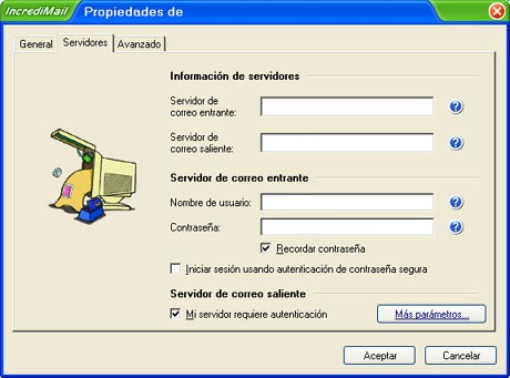 Propiedades de su cuenta de correo electrónico