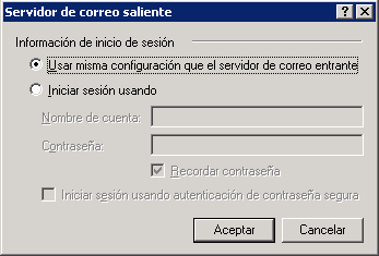 Autentificación del SMTP