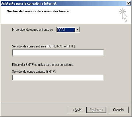 Indique los servidores de correo a utilizar