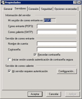 Ventana de Propiedades de su dirección de correo electrónico