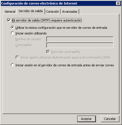 Autentificación del servidor de salida